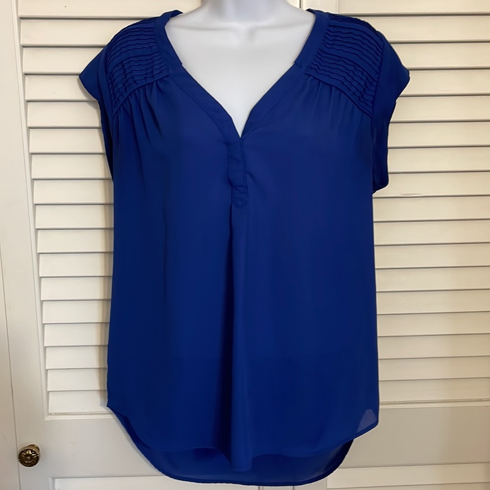 Royal Blue Daniel Rainn Pintuck Blouse